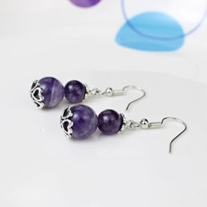 Boucles d'oreilles en Améthyste et argent plaqué