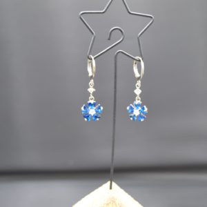 Boucles d'Oreilles Cristal bleu fleur