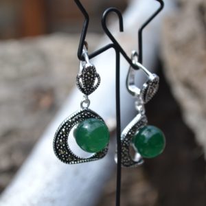 Boucles d'oreilles Jade et argent