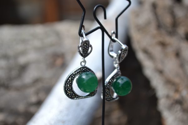 Boucles d'oreilles Jade et argent
