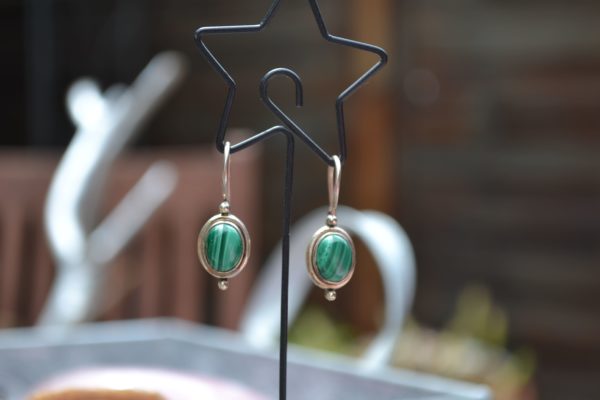 Boucles d'oreilles Malakite et argent – Image 2