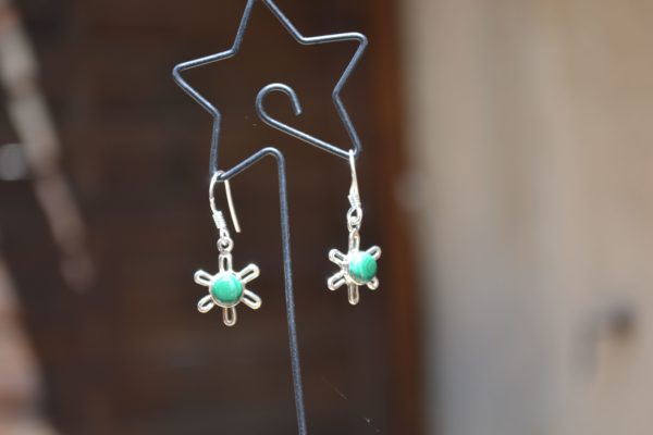 Boucles d'oreilles Malakite étoile et argent plaqué