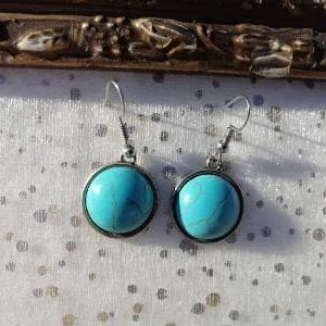 Boucles d'Oreilles Turquoises rondes