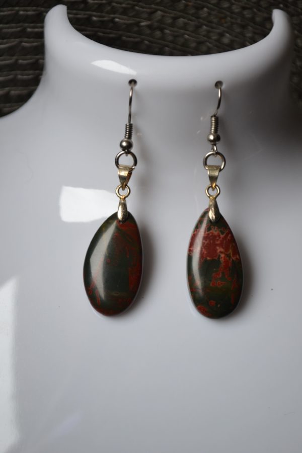 Boucles d'oreilles en Jaspe Picasso – Image 2