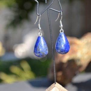 Boucles d'Oreilles gouttes d'eau en Lapis Lazuli