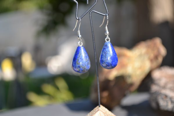 Boucles d'Oreilles gouttes d'eau en Lapis Lazuli