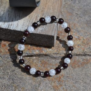 Bracelet Cristal de Roche et Grenat 6mm
