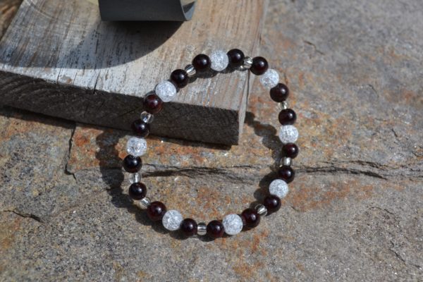 Bracelet Cristal de Roche et Grenat 6mm