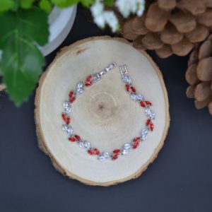 Bracelet Cristal rouge et blanc, Argent