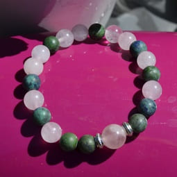 Bracelet Douceur Quartz rose et Azurite Malakite 8mm et 10mm