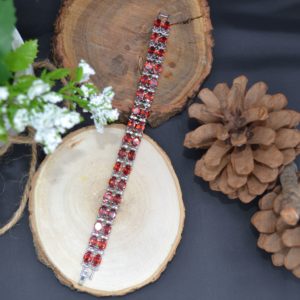 Bracelet cristal rouge et Argent