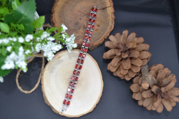 Bracelet cristal rouge et Argent