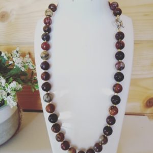 Collier taille standard Jaspe Picasso 10mm
