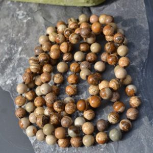 Collier long Jaspe paysage 8mm