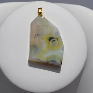 Pendentif Agate brute blanc et jaune pâle