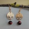 Boucles d'oreilles Œil de Tigre et arbre de vie