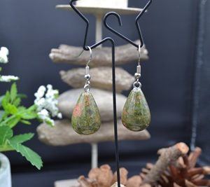 Boucles d'oreilles gouttes en Unakite