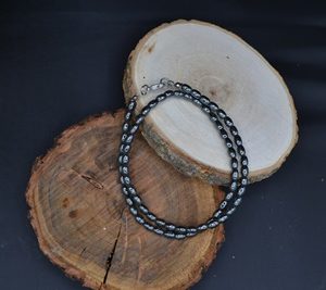 Collier taille standard Hématite "grain de riz"