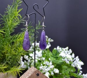 Boucles d'Oreilles ovales longues en Améthyste