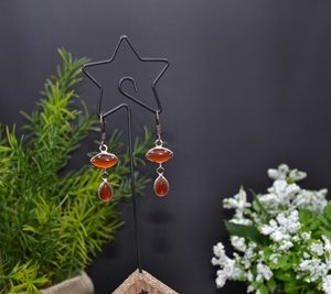 Boucles d'oreilles Cornaline sur argent plaqué