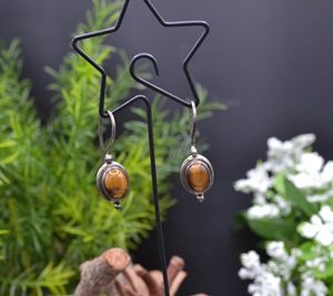Boucles d'oreilles Œil de Tigre sur argent