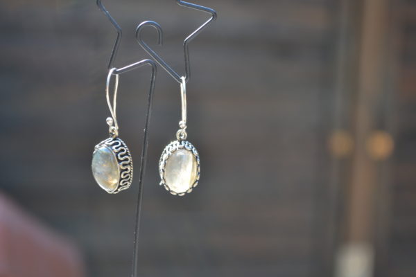 Boucles d'oreilles Labradorite sur argent