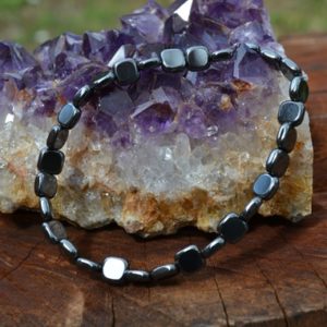 Bracelet en Hématite, pierres carrées