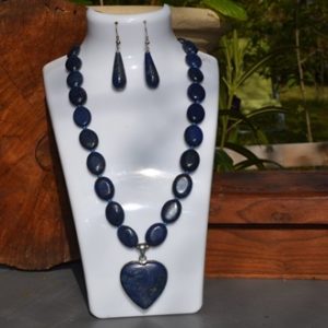 Ensemble ANTI STRESS collier et boucles d'oreilles Lapis Lazuli