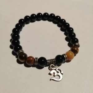 Bracelet Tourmaline et Œil de Tigre, signe OM