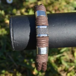 Bracelet en cuir tressé marron