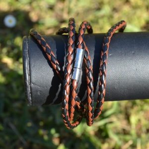 Bracelet cuir tressé fin