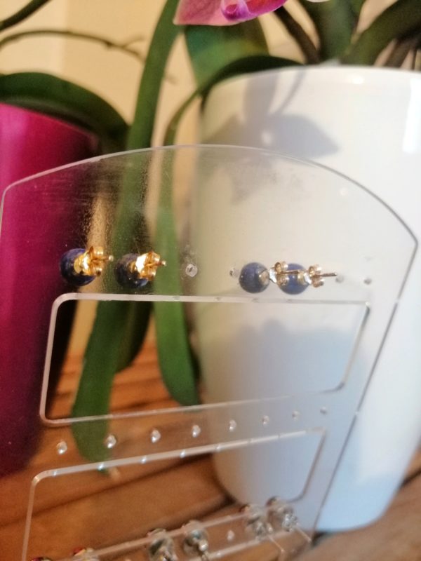 Clous d’oreille en Lapis Lazuli et argent – Image 2